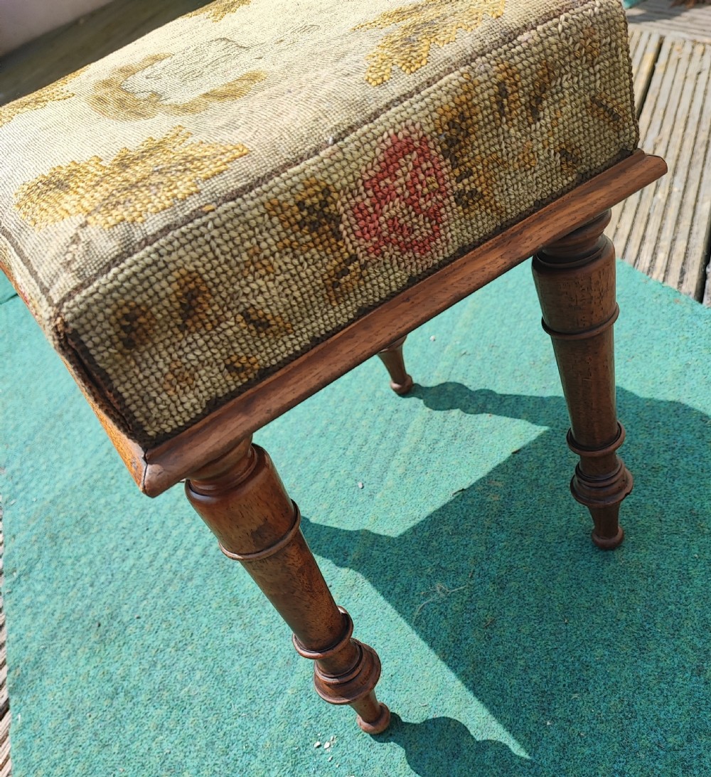 Charming antique mahogany needlework stool. View VI