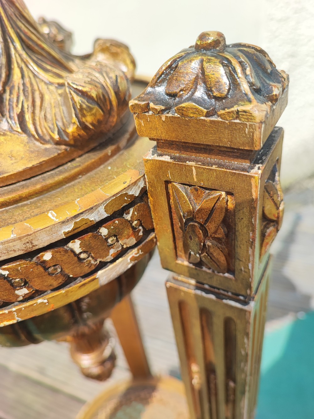 An antique French carved giltwood standard lamp. View IV