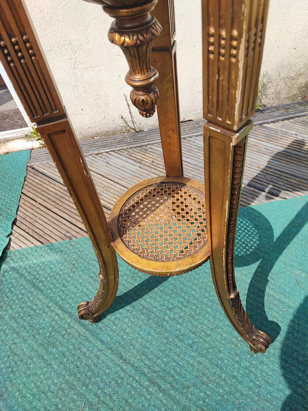An antique French carved giltwood standard lamp. View V