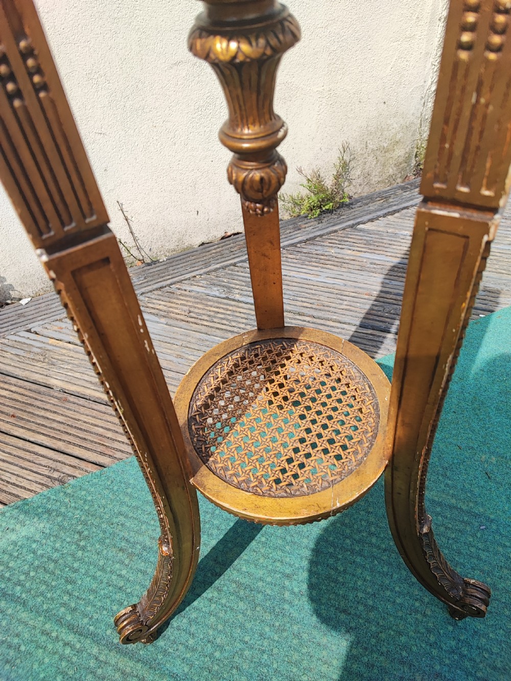 An antique French carved giltwood standard lamp. View VI