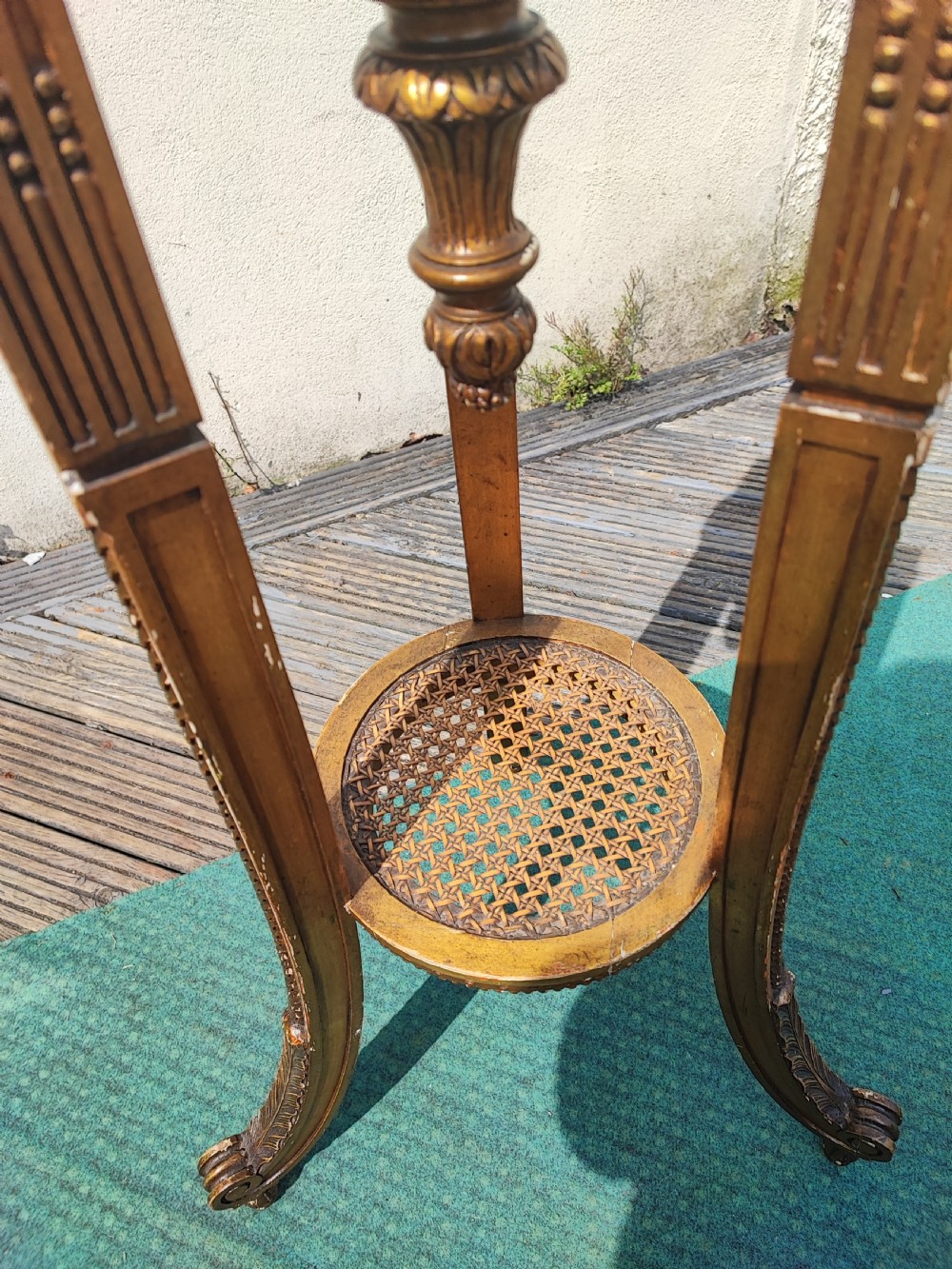 An antique French carved giltwood standard lamp. View VII