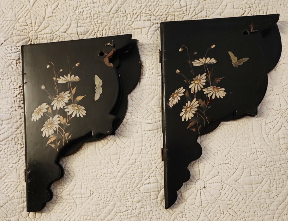 Pair of Antique asthetic movement paper mache wall brackets. View V