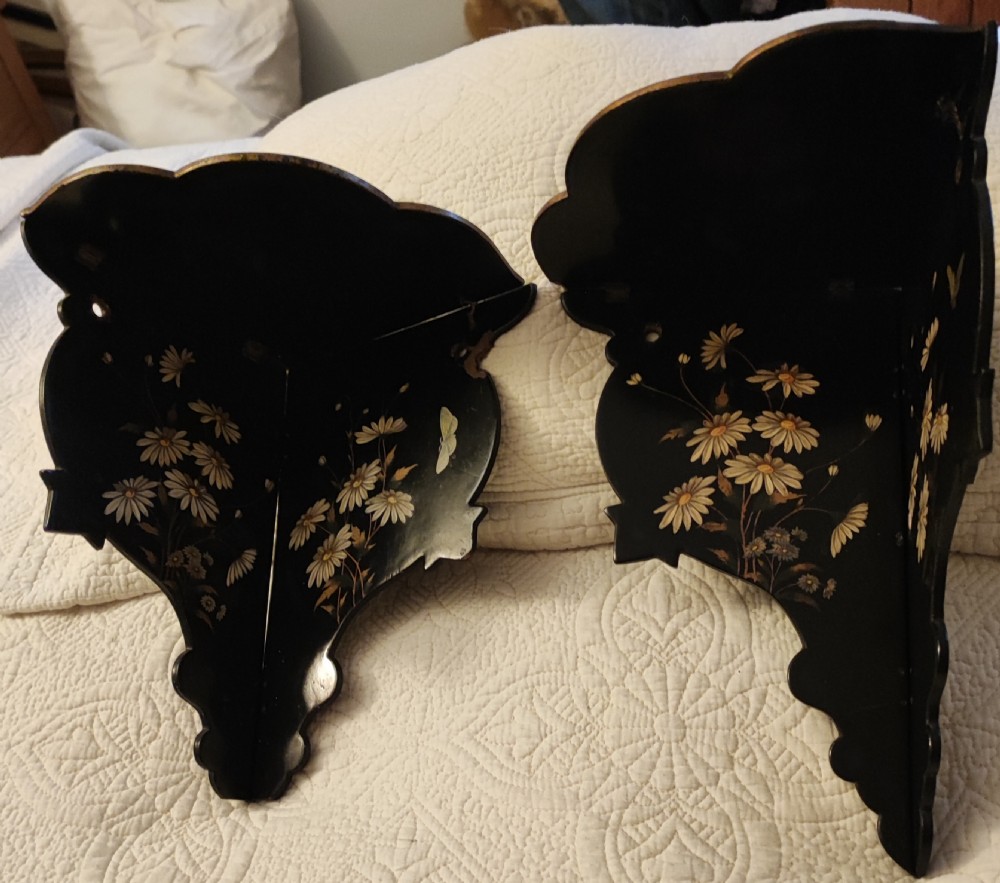 Pair of Antique asthetic movement paper mache wall brackets. View XX