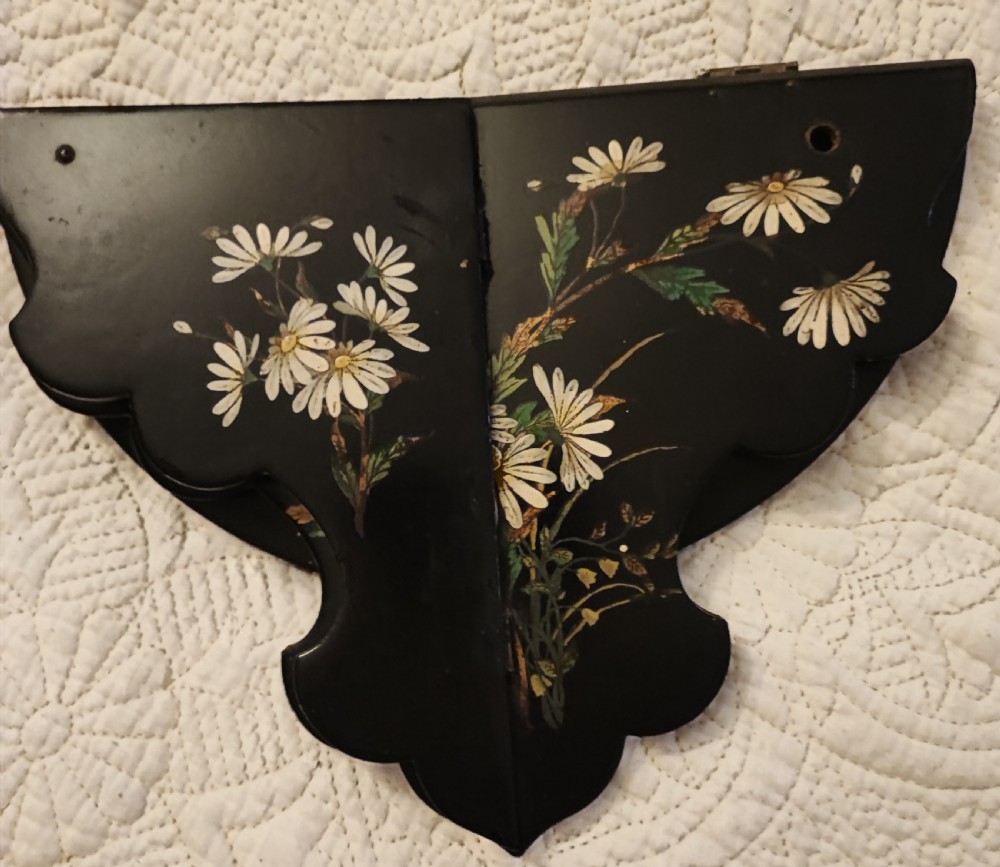 Antique set of 3 asthetic movement paper mache wall brackets. View X