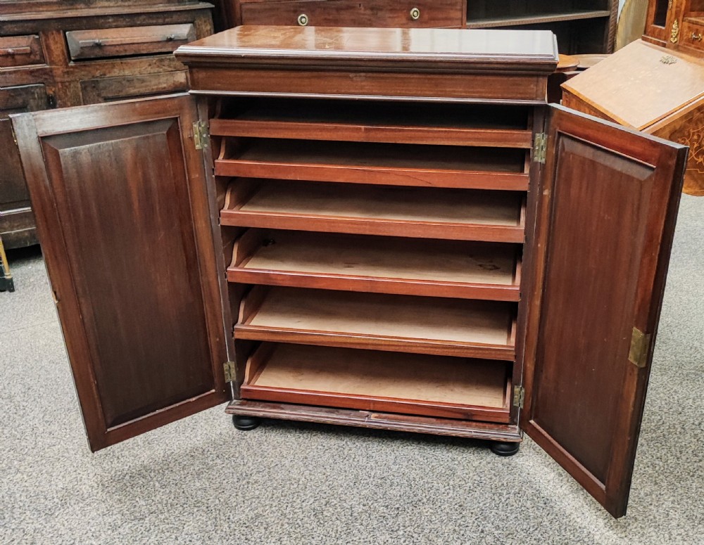 Antique mahogany file or chart cabinet.