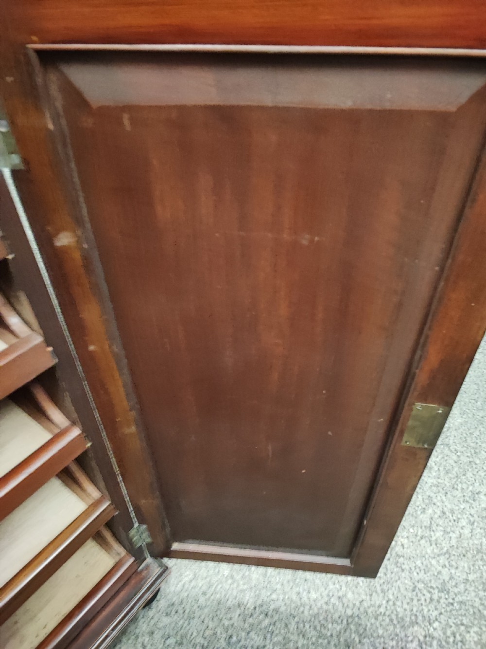 Antique mahogany file or chart cabinet. View IX