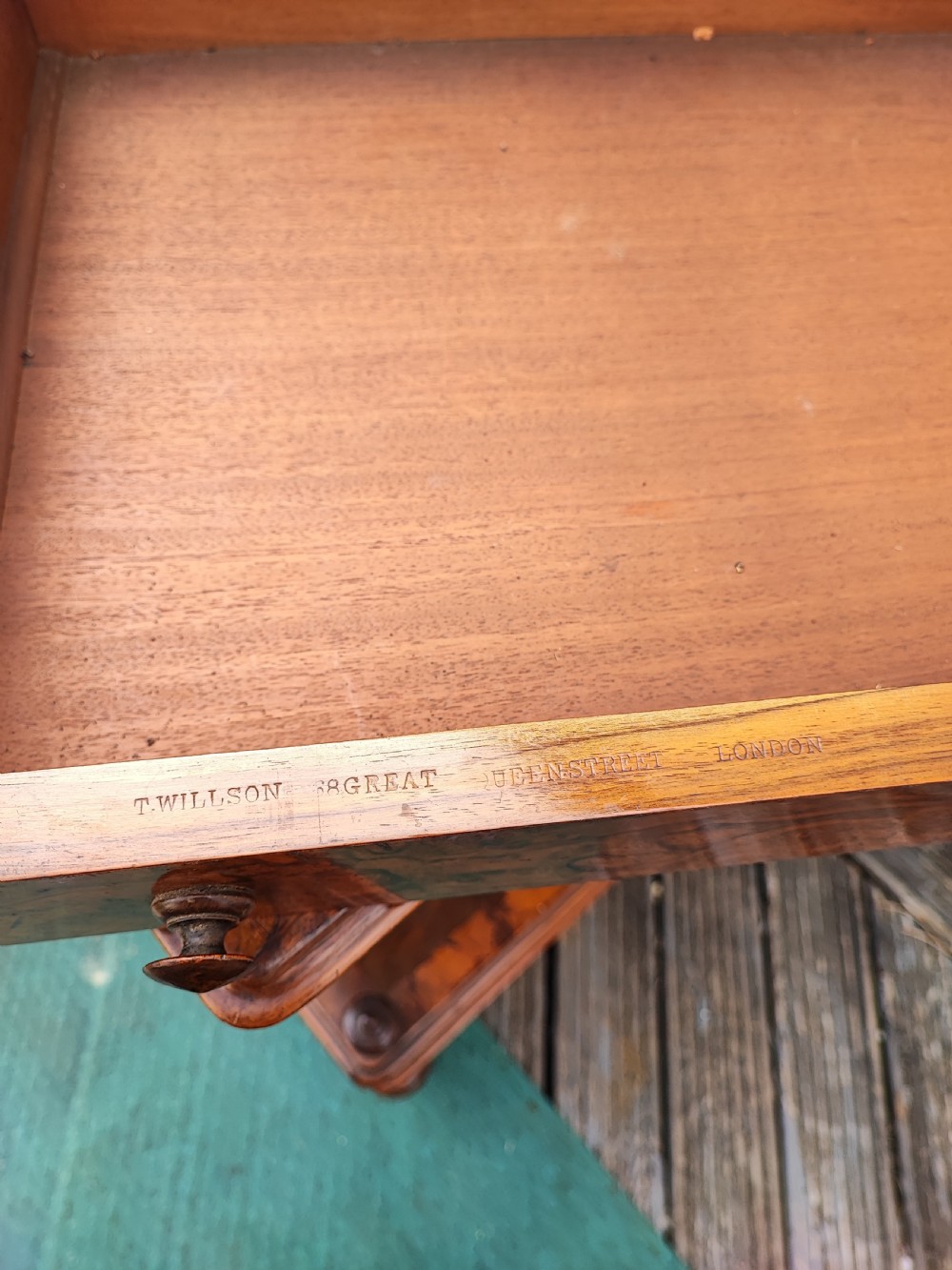 Superb Victorian burr walnut Canterbury whatnot , stamped by T Wilson of London. View VIII