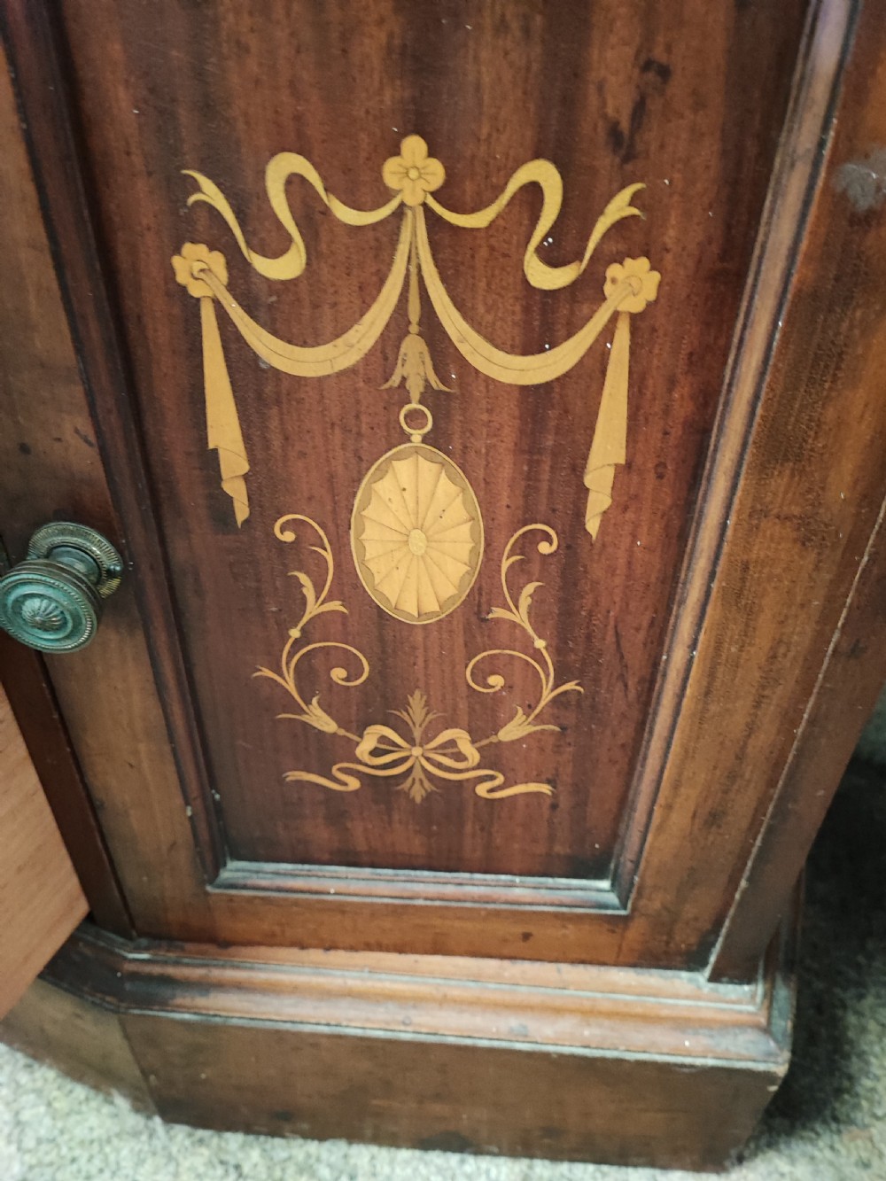 Quality Victorian marquetry inlaid hall cabinet,robe View V