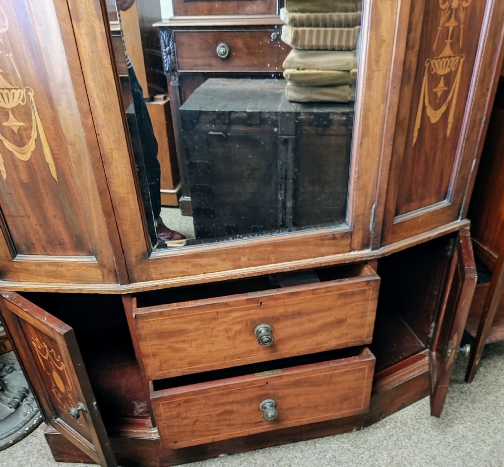 Quality Victorian marquetry inlaid hall cabinet,robe View IX