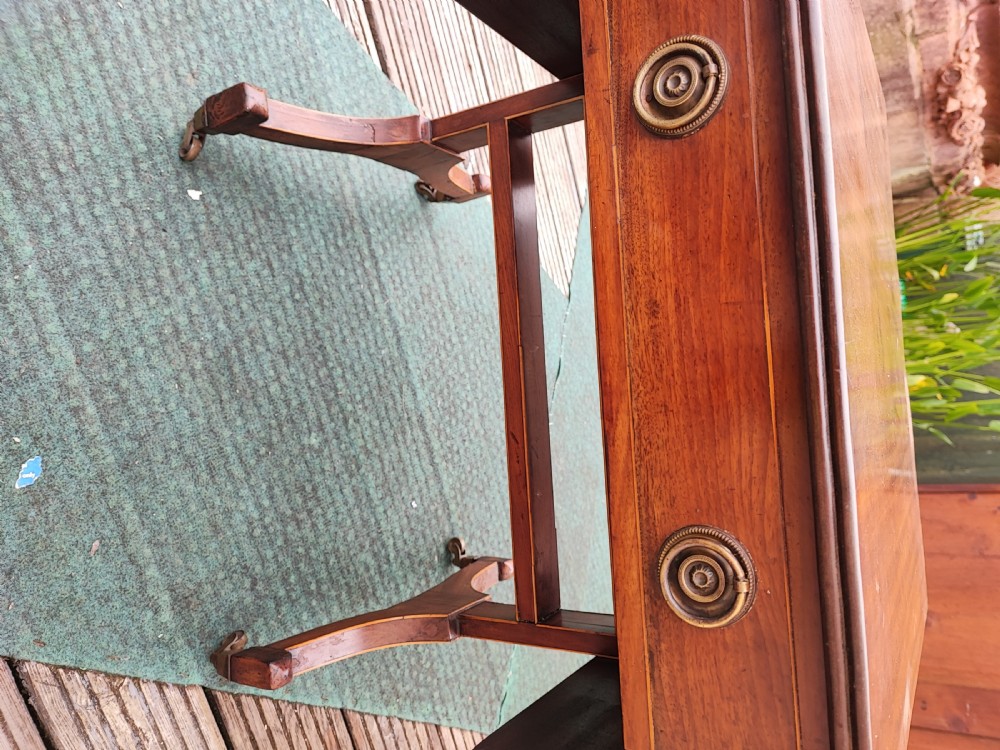 Regency mahogany drop leaf coffee table. View XI