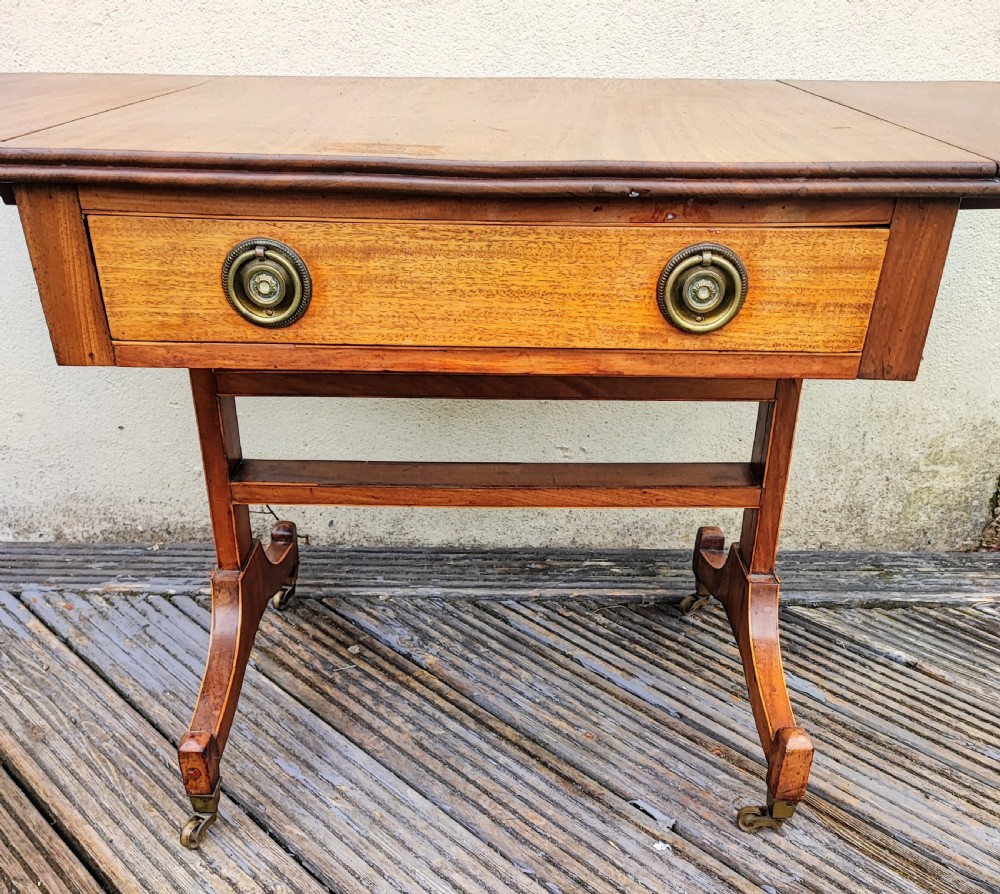 Regency mahogany drop leaf coffee table. View XIII