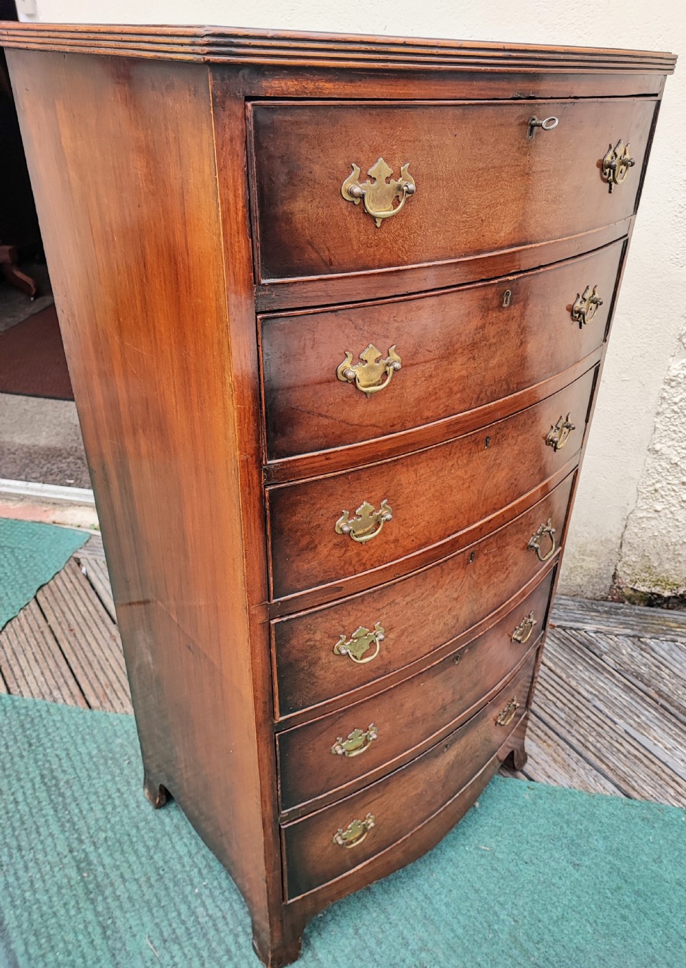 Antique tall walnut chest in the Georgian style. View V