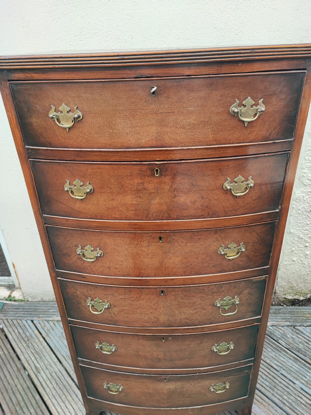 Antique tall walnut chest in the Georgian style. View VII