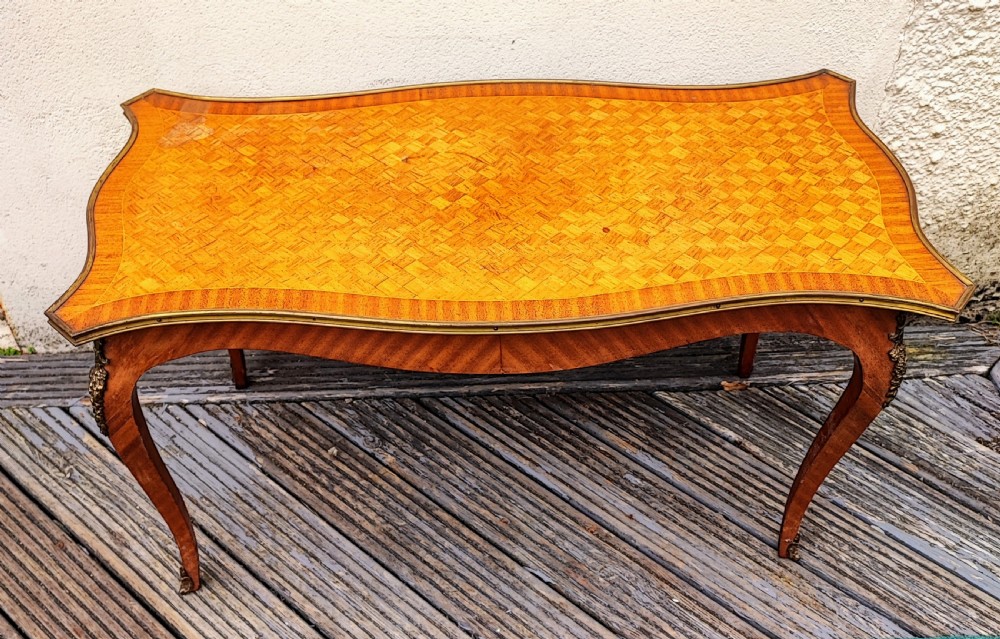Antique French ormolu mounts and Parquetry coffee table.
