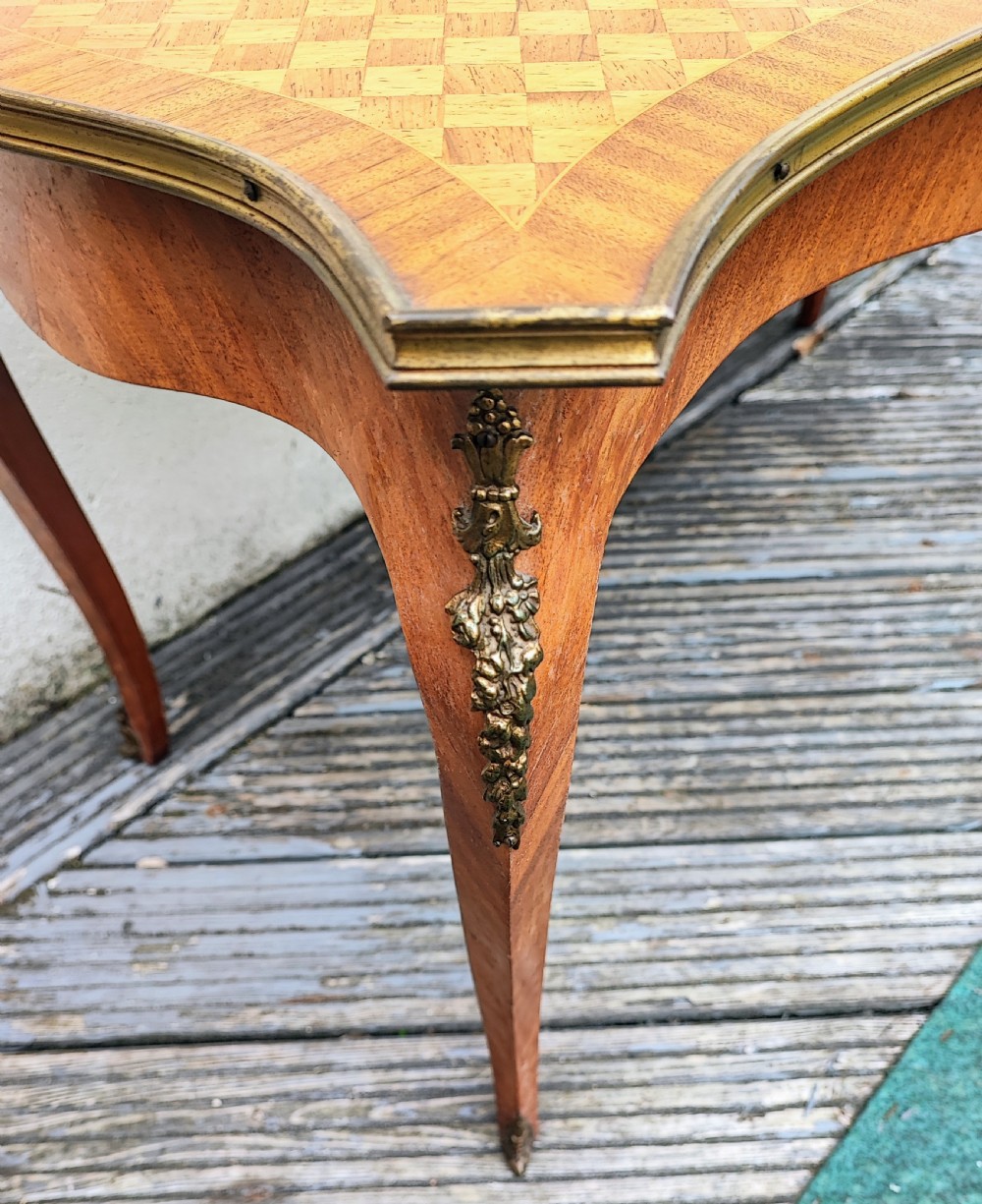 Antique French ormolu mounts and Parquetry coffee table. View II