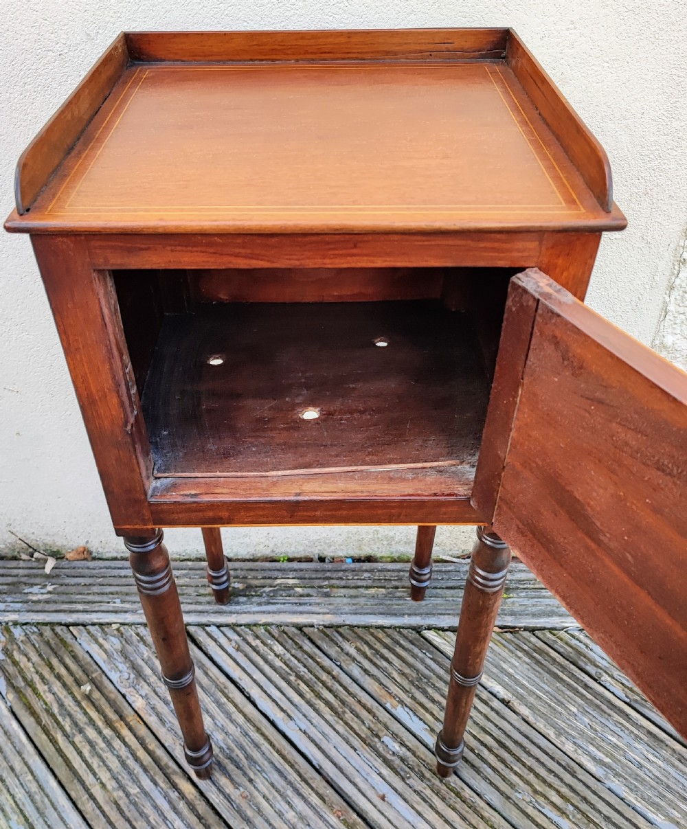 Regency mahogany bedside cabinet. View II