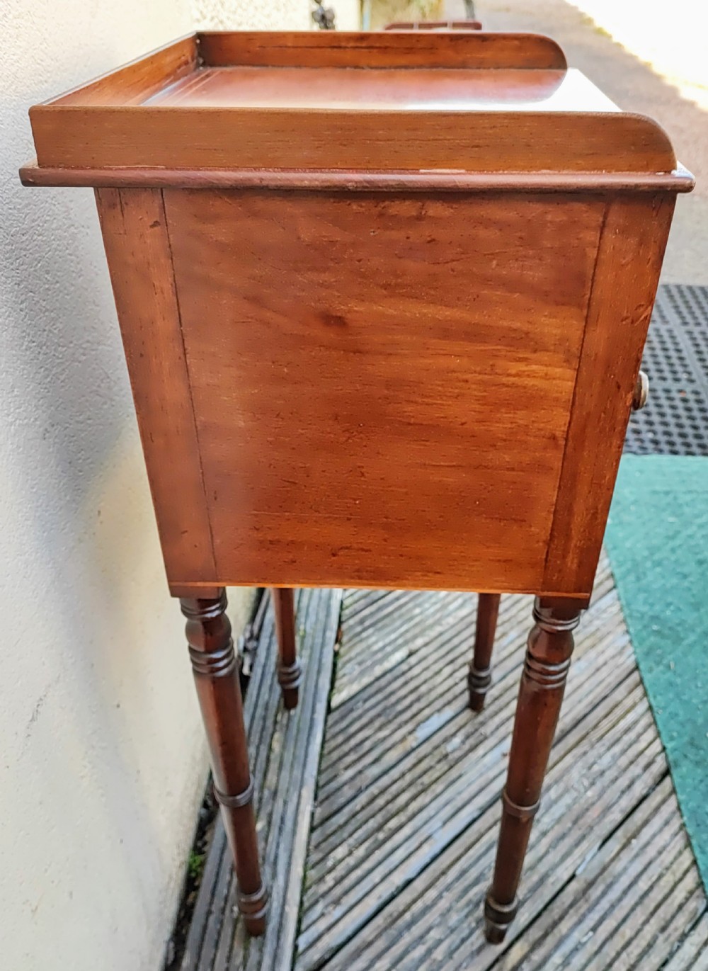 Regency mahogany bedside cabinet. View IV