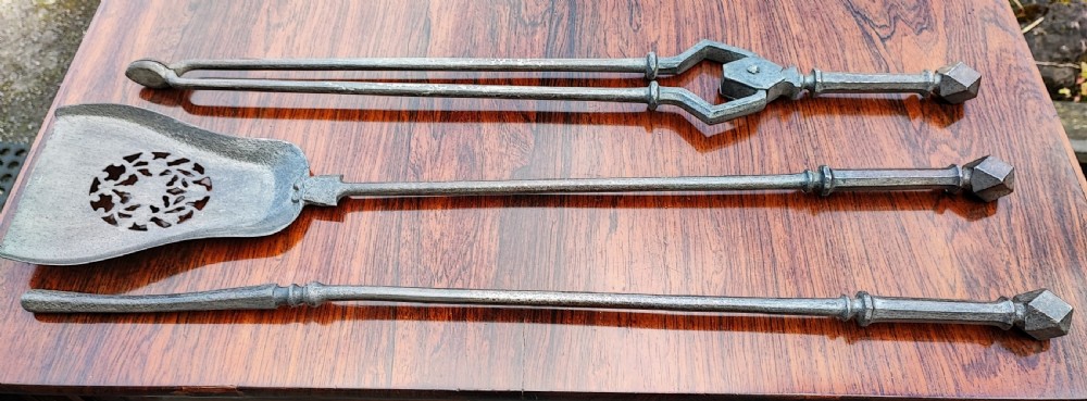Set of 3 Regency steel fire irons. View IV