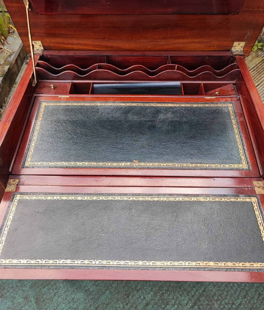 Compact inlaid Edwardian inlaid metamorphic writing table. View III