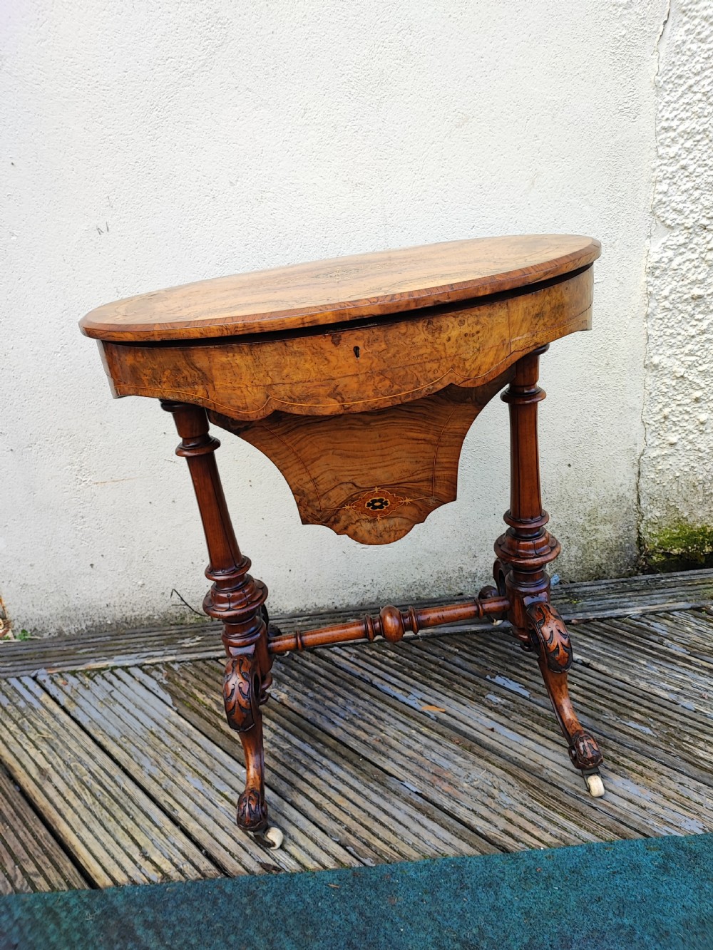 a stunning  victorian burr walnut work or sewing  table View XIX