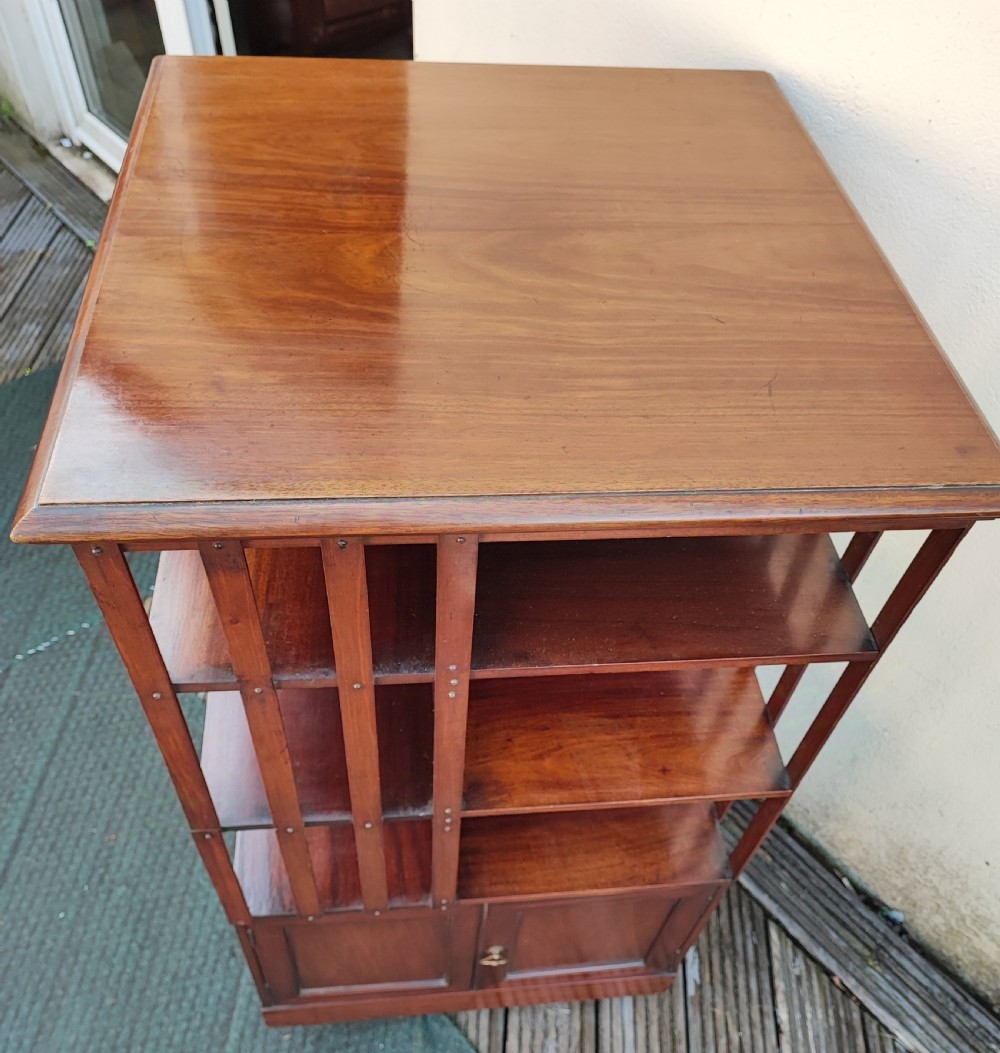 A quality and large size Victorian mahogany revolving bookcase. View V