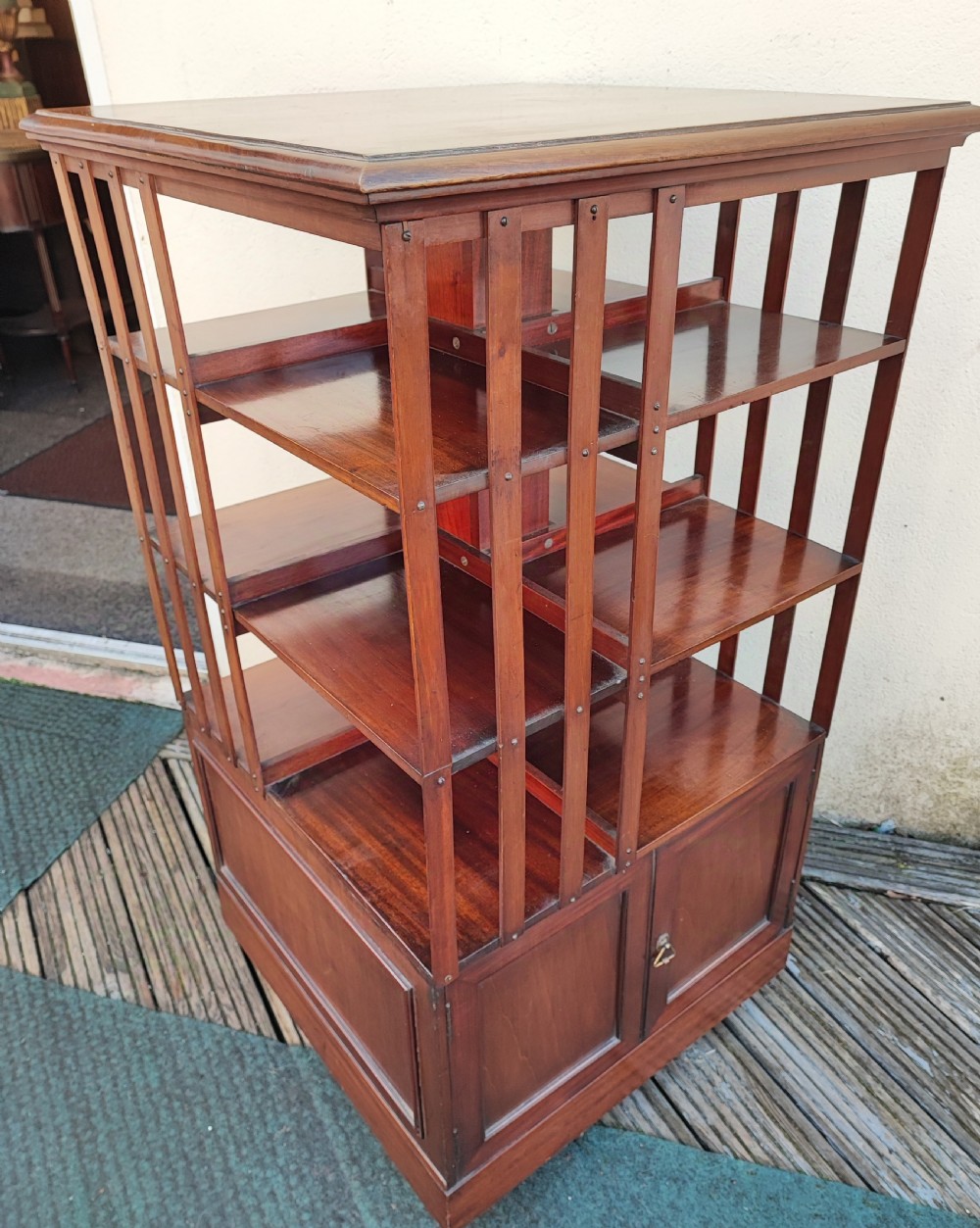 A quality and large size Victorian mahogany revolving bookcase. View VII