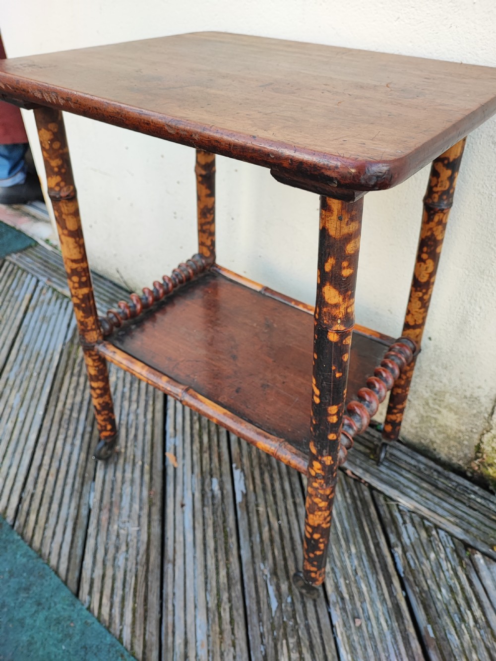 Quirky Victorian mahogany and bamboo occasional table. View II