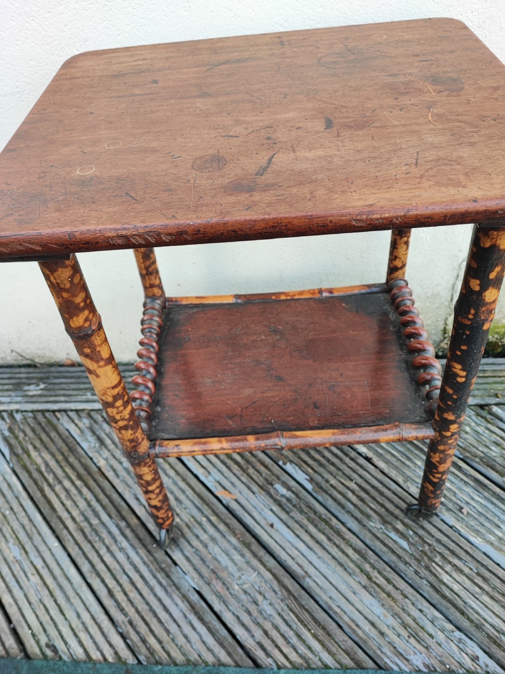 Quirky Victorian mahogany and bamboo occasional table. View III