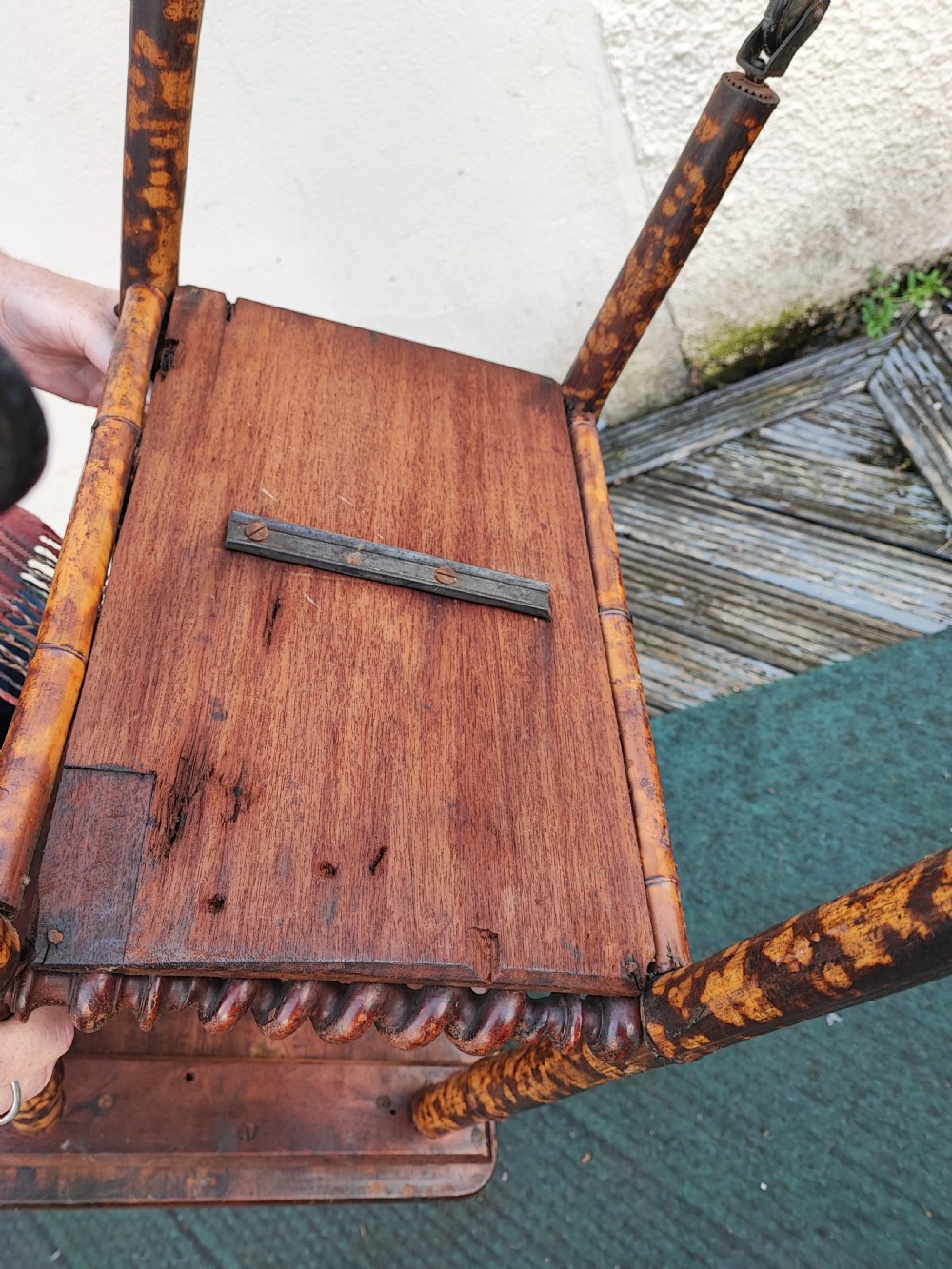 Quirky Victorian mahogany and bamboo occasional table. View IV