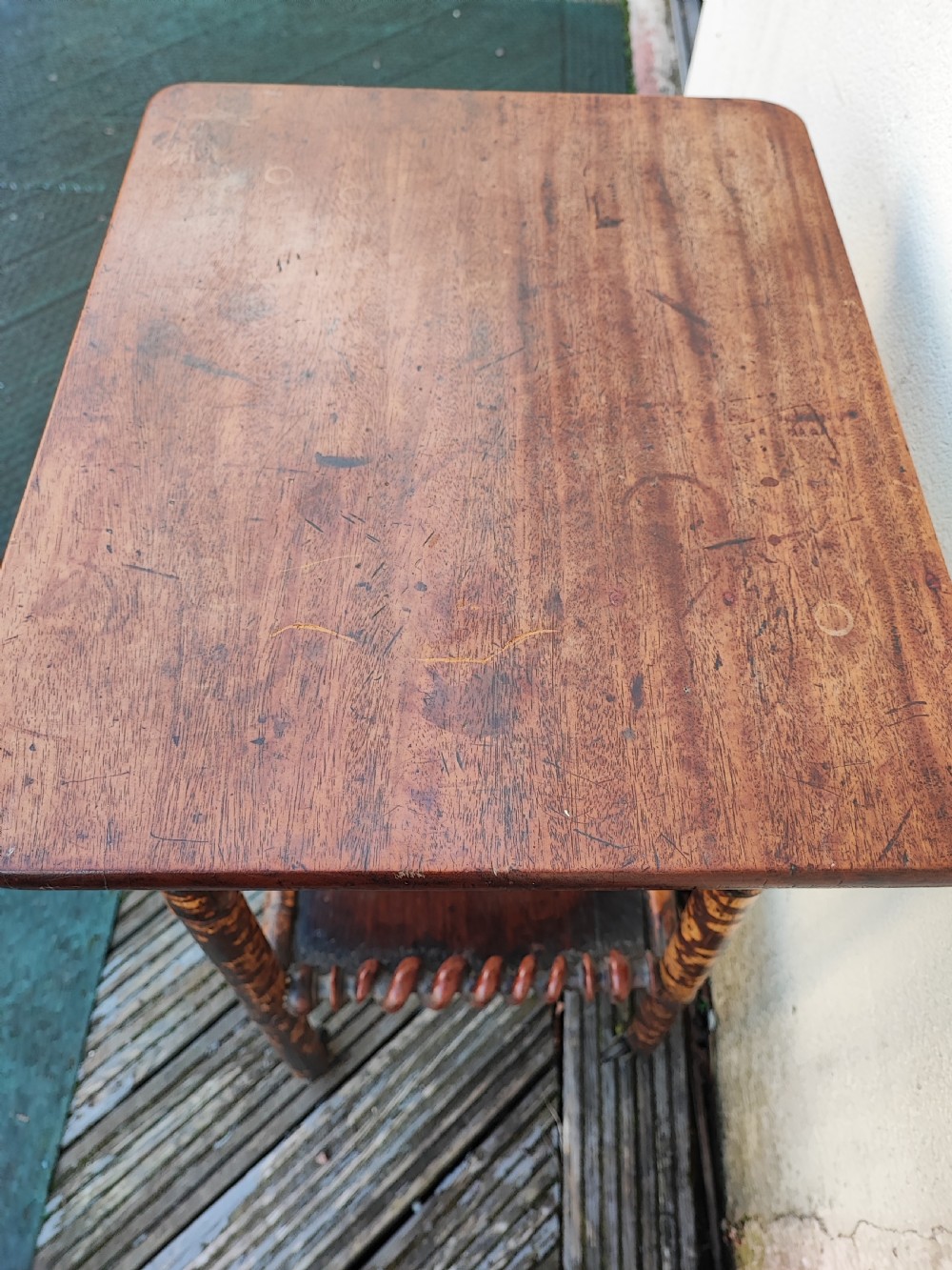 Quirky Victorian mahogany and bamboo occasional table. View V