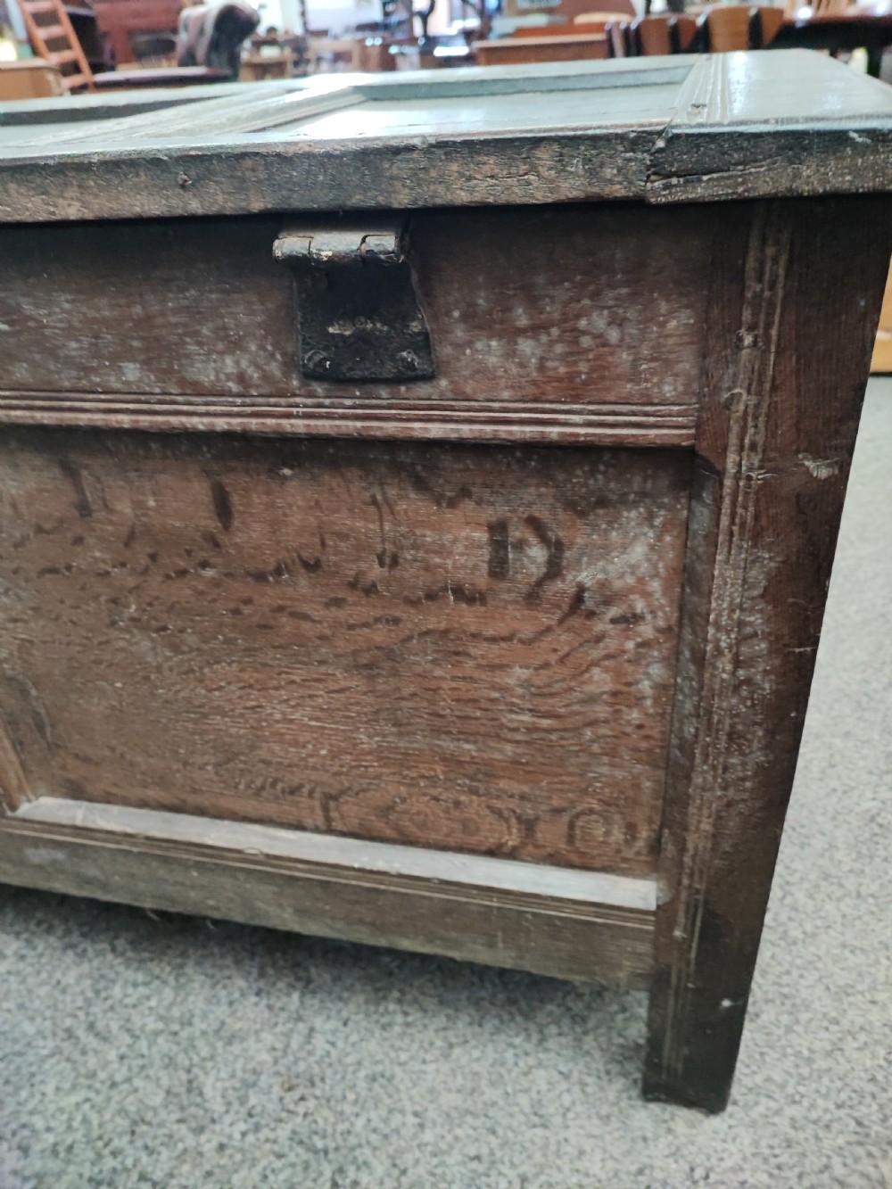 antique panelled oak coffer  View VI