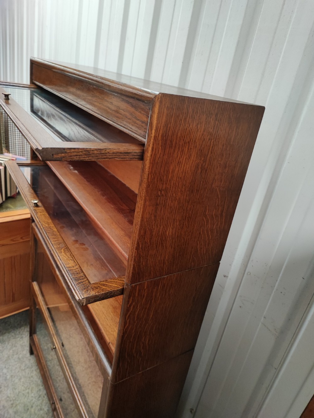 Antique oak 4 stack barristers bookcase  View IV