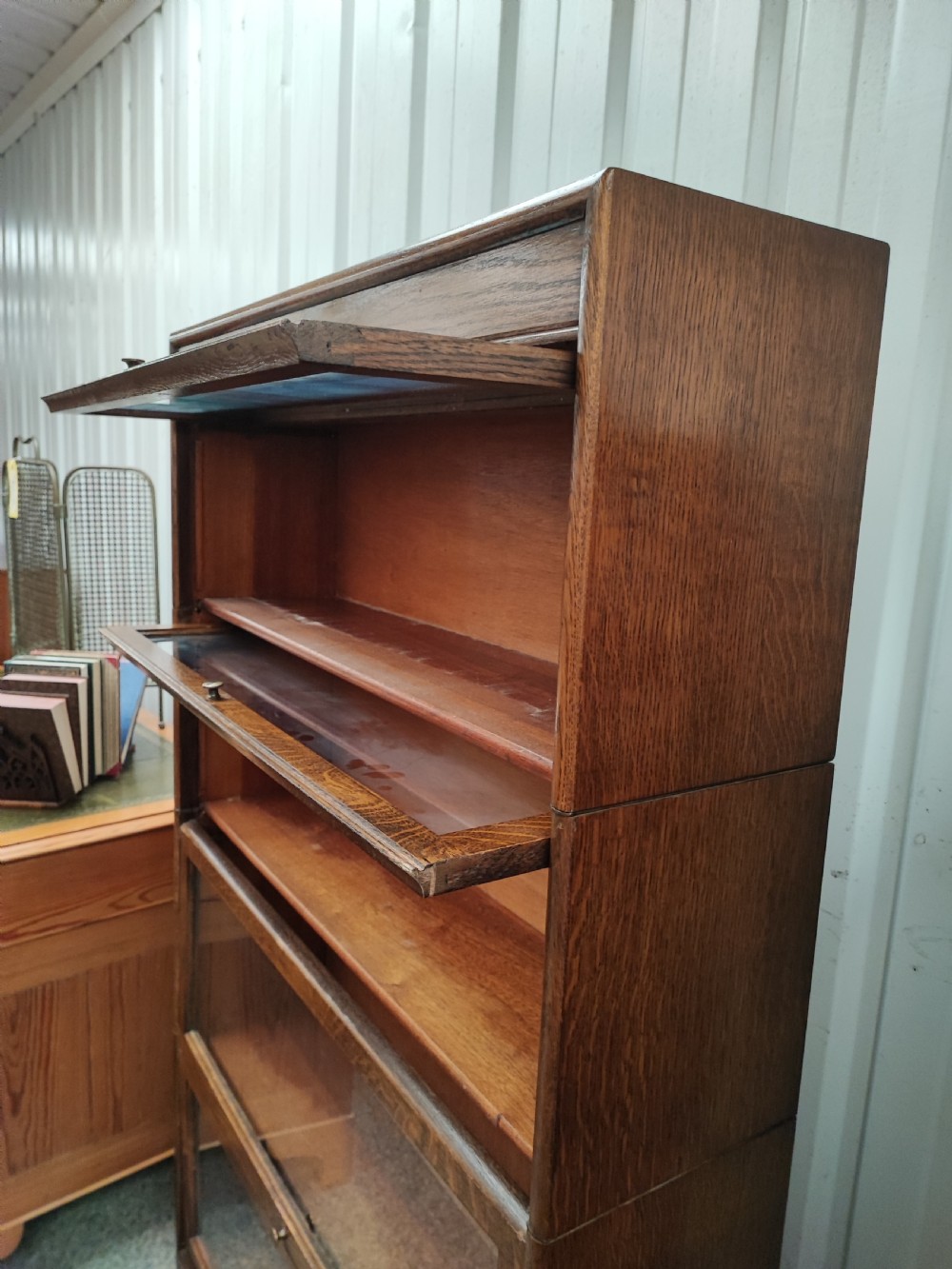 Antique oak 4 stack barristers bookcase  View V
