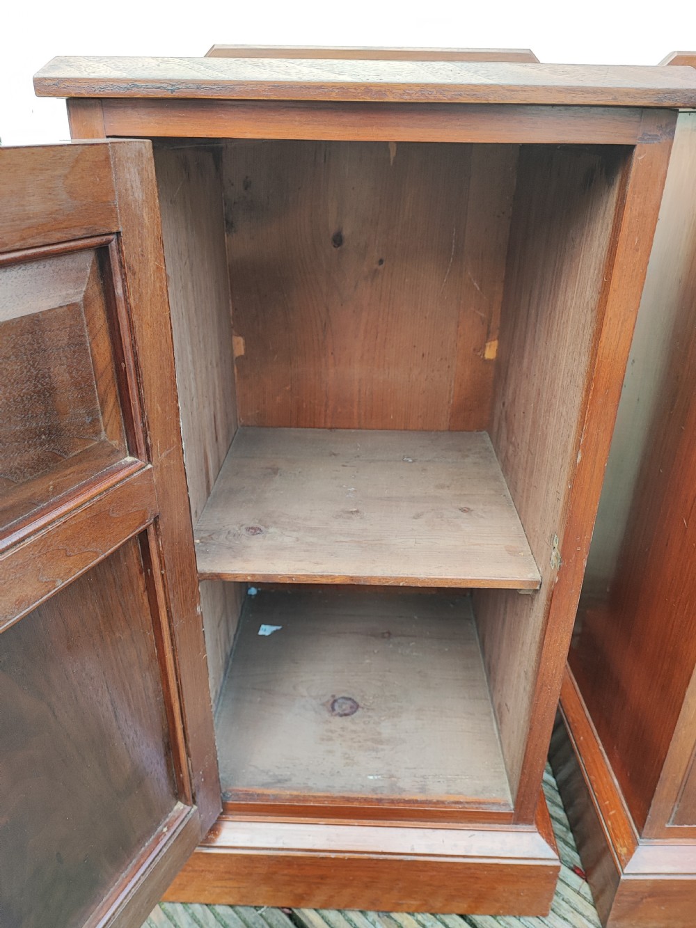 A good pair of Victorian solid walnut bedside cabinets. View III