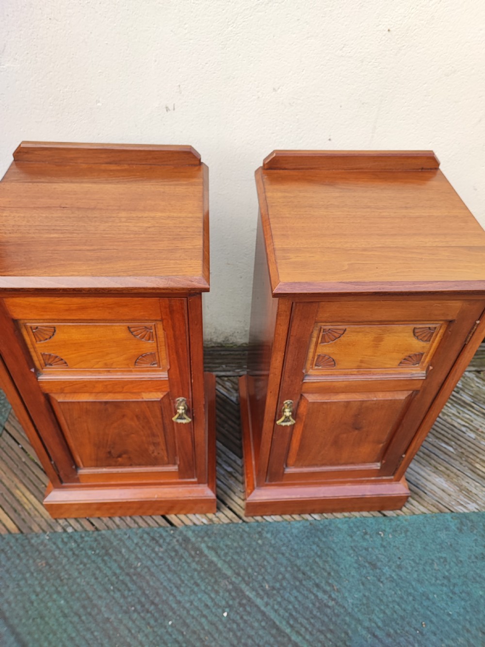A good pair of Victorian solid walnut bedside cabinets. View IV