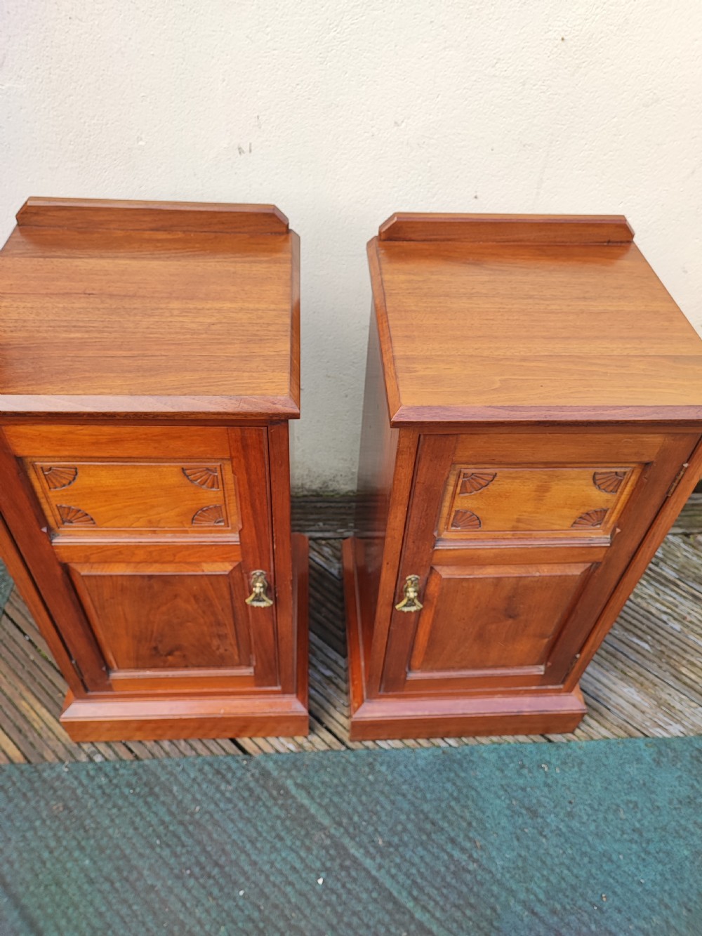 A good pair of Victorian solid walnut bedside cabinets. View V