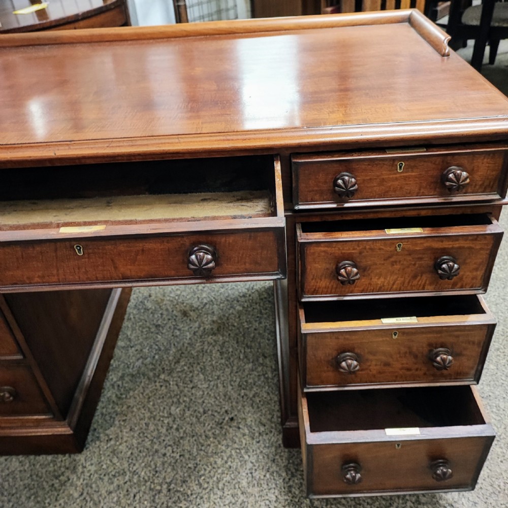 Quality Victorian mahogany pedestal desk. View XI