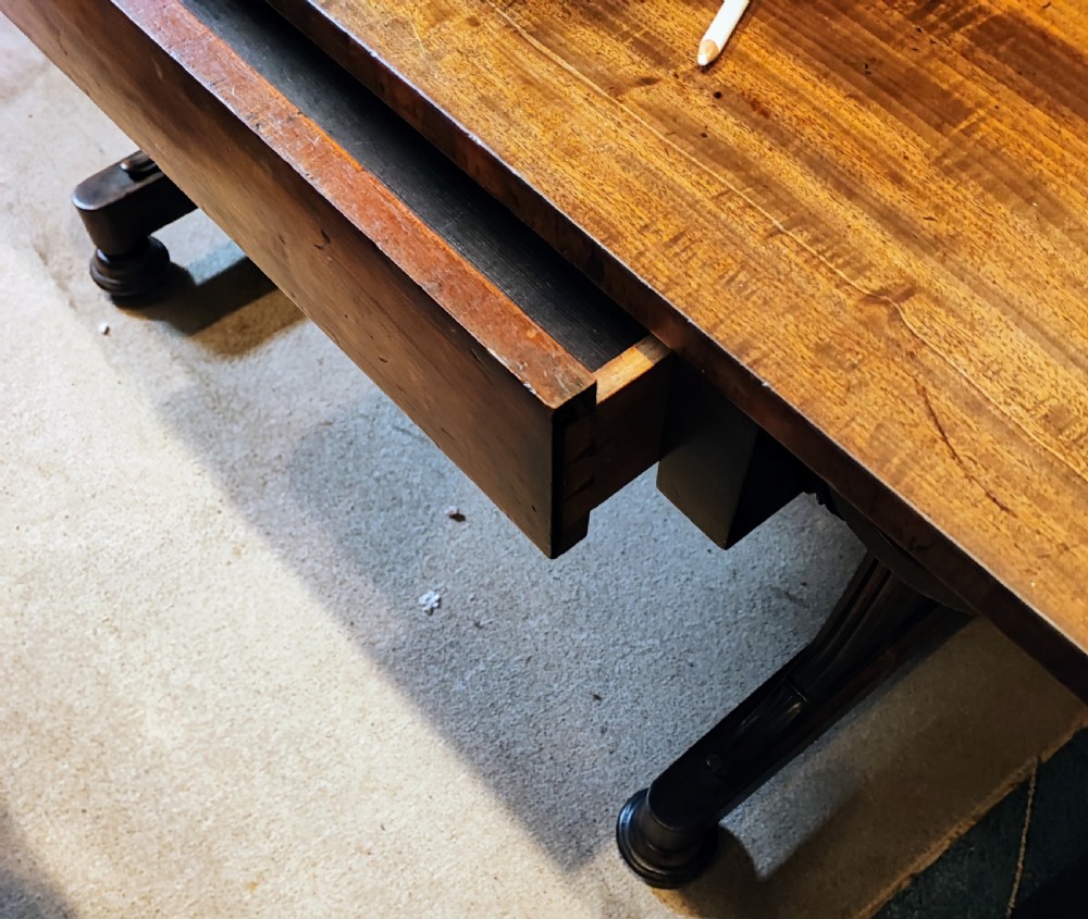 A quality Regency mahogany library writing table  View IX
