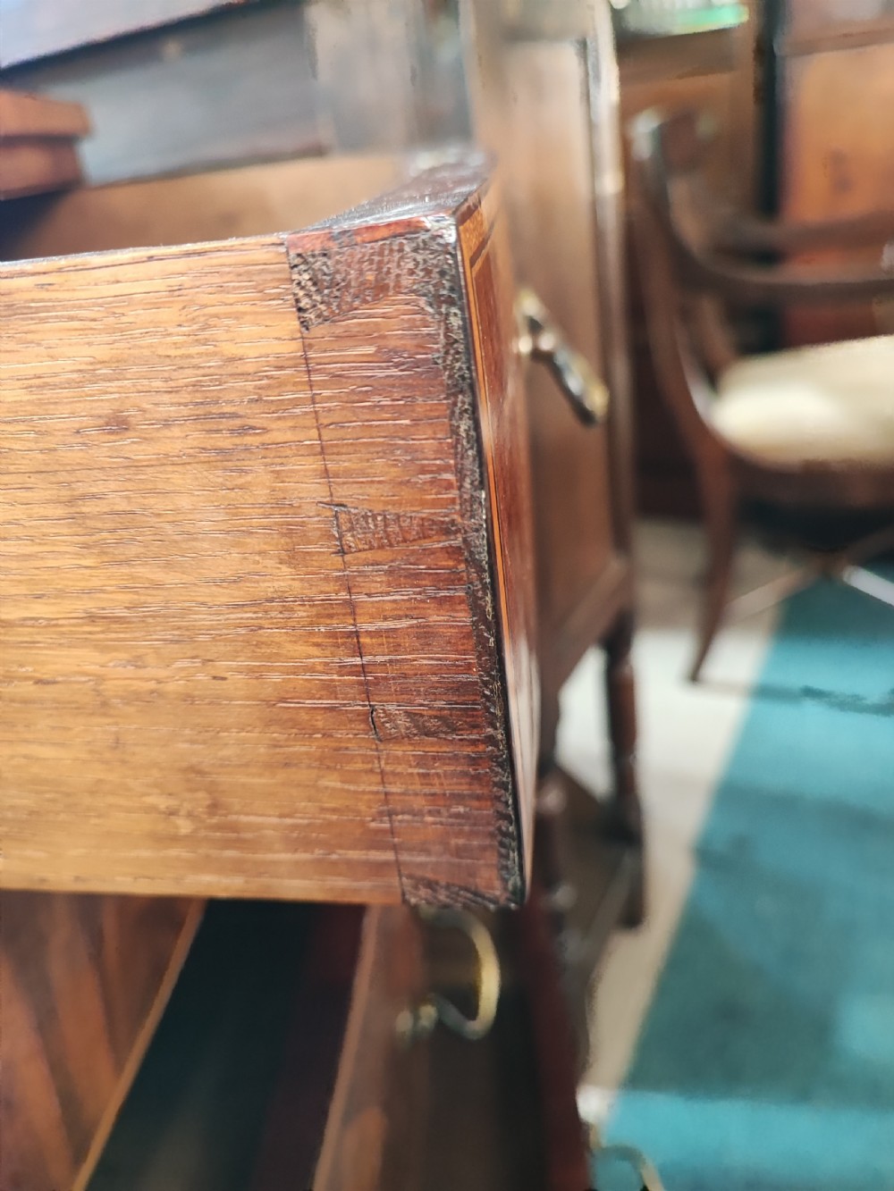 A good Georgian inlaid bow front chest of drawers. View V
