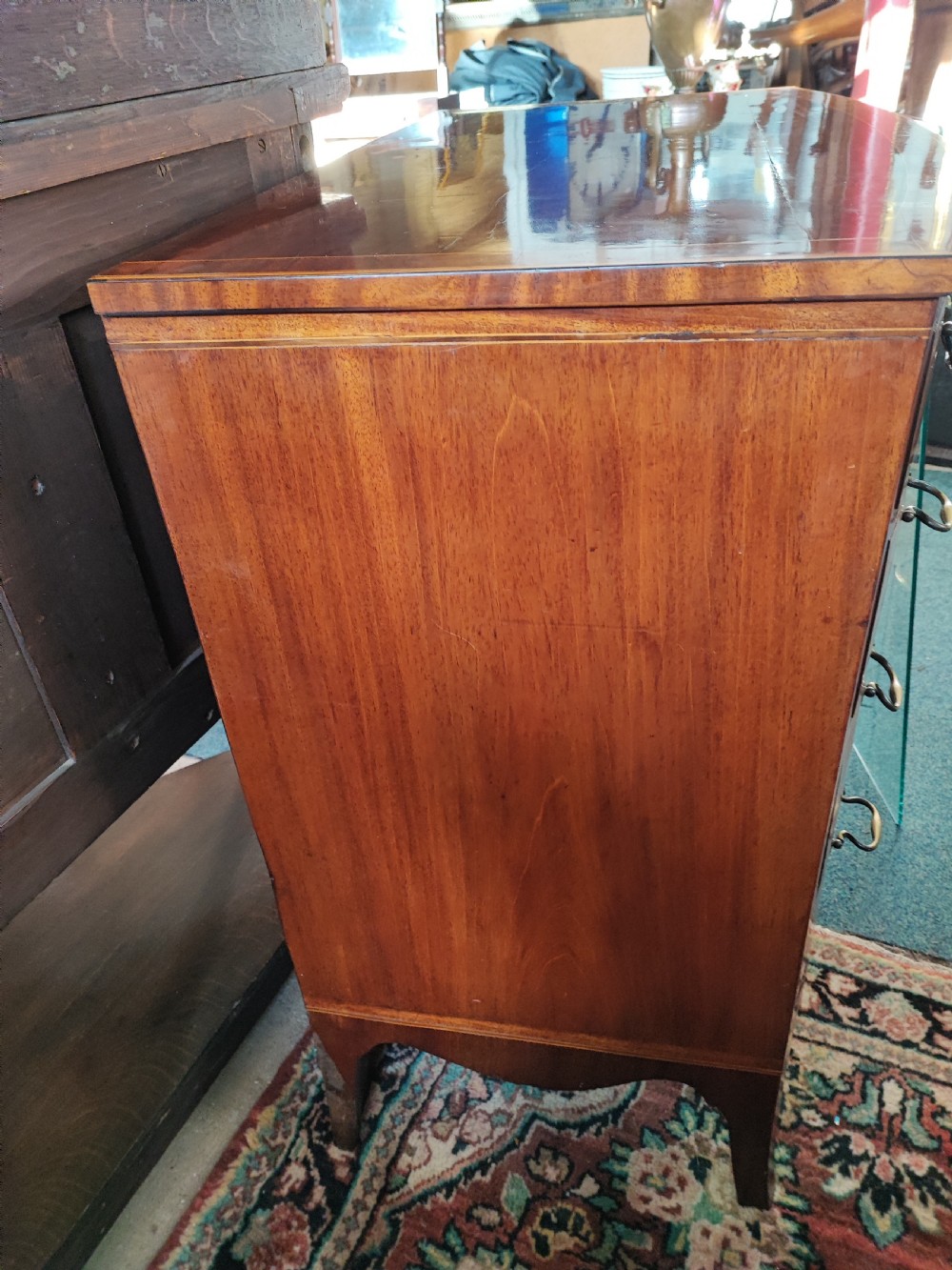 A good Georgian inlaid bow front chest of drawers. View XVII