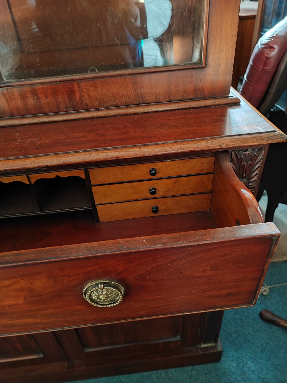 Antique mahogany secretaire  bookcase  View V