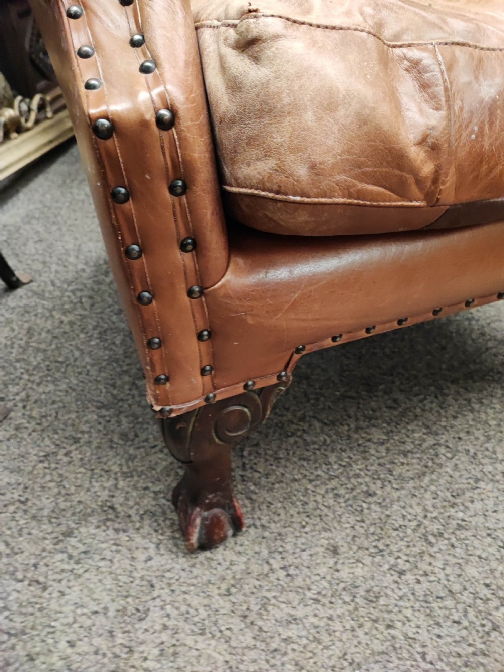 Leather and mahogany wing chair View VIII