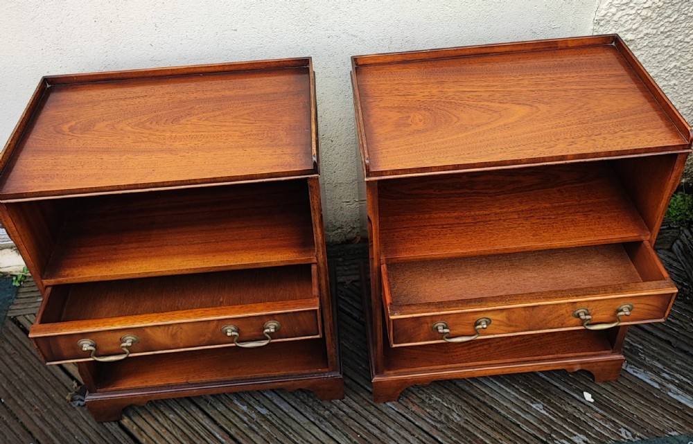Pair of mahogany George III style open bookcases or bedside tables. View VI