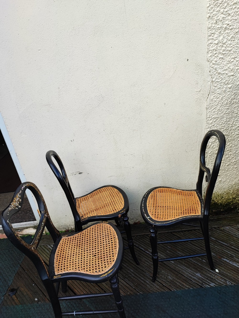3 x Victorian Papier mache and mother of pearl bedroom chairs. View XIII