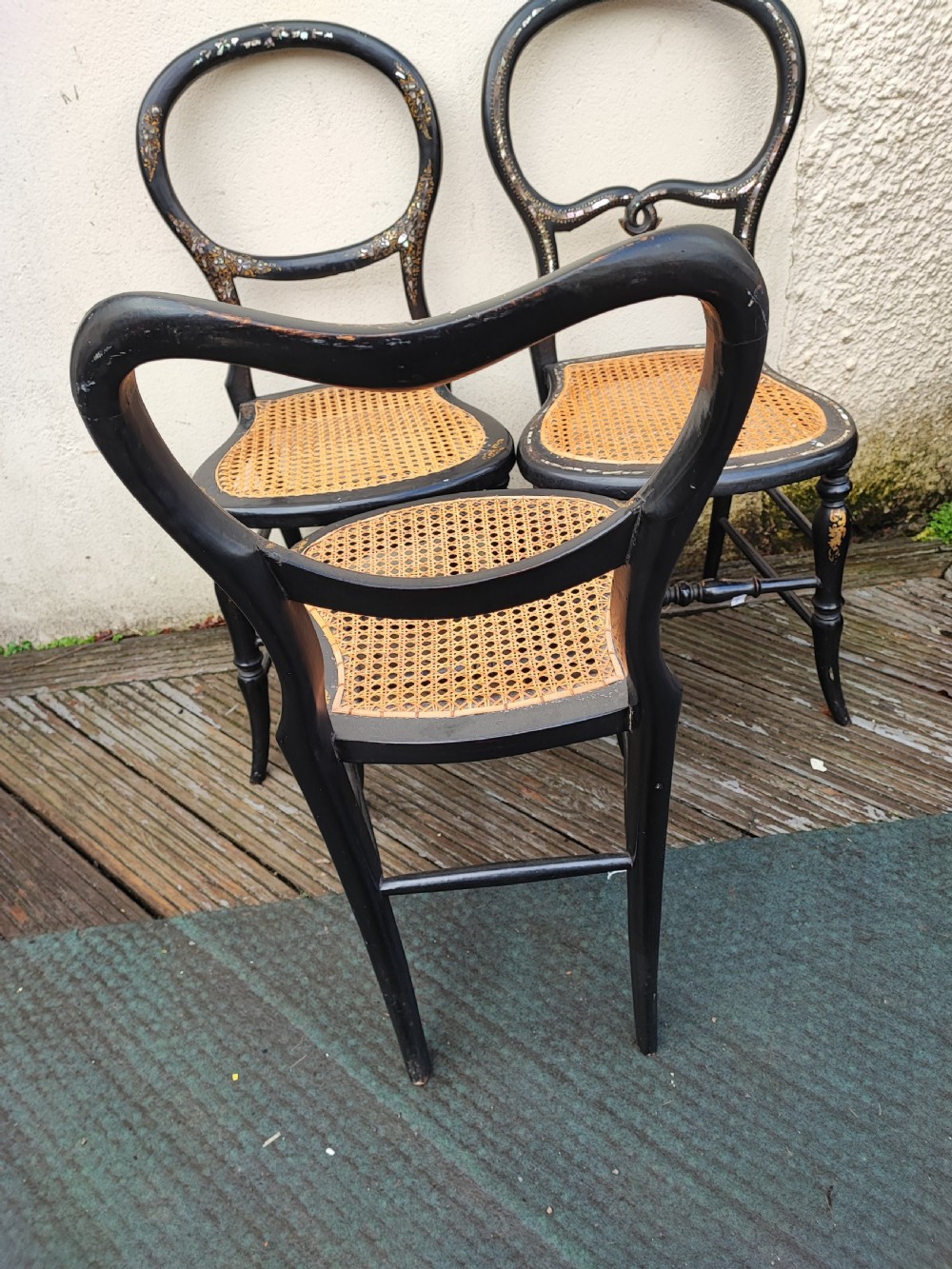3 x Victorian Papier mache and mother of pearl bedroom chairs. View XVII