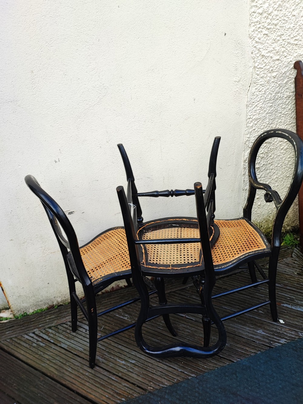 3 x Victorian Papier mache and mother of pearl bedroom chairs. View XIX