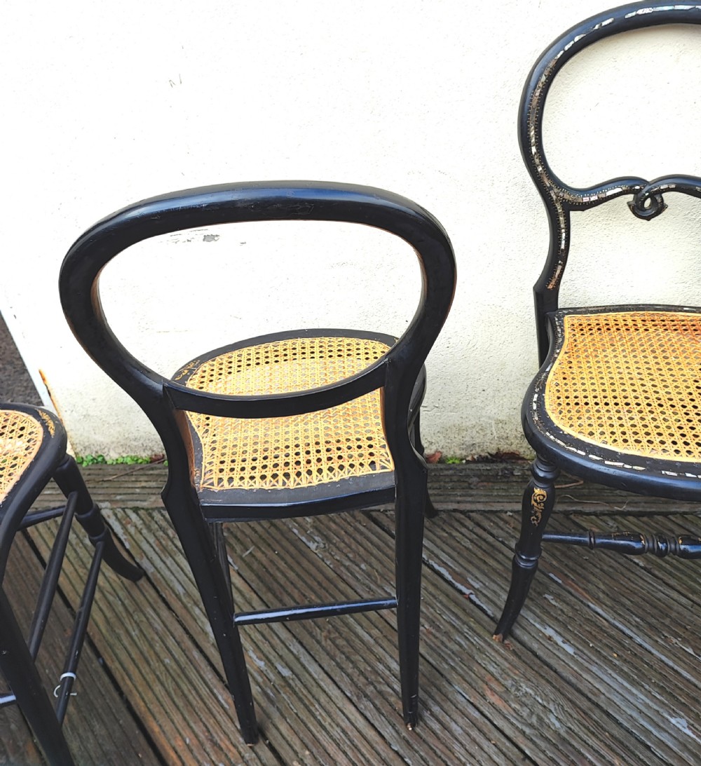 3 x Victorian Papier mache and mother of pearl bedroom chairs. View XX