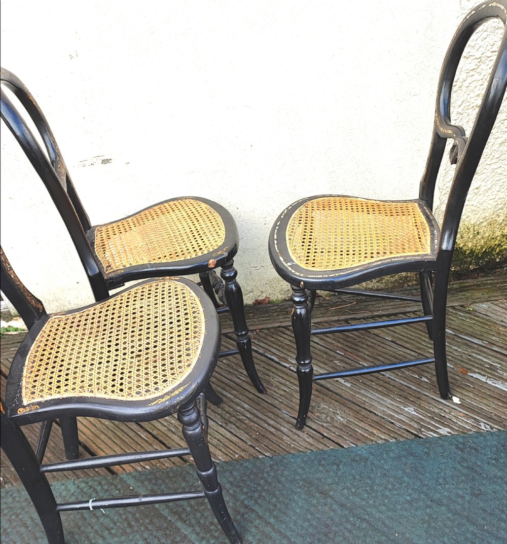 3 x Victorian Papier mache and mother of pearl bedroom chairs. View XXII