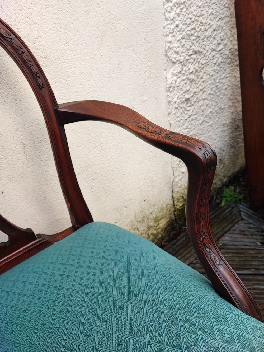 A good Georgian mahogany carved armchair. View II