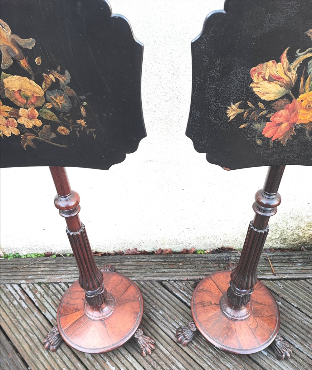 A fine pair of Regency rosewood pole screens. View XXI